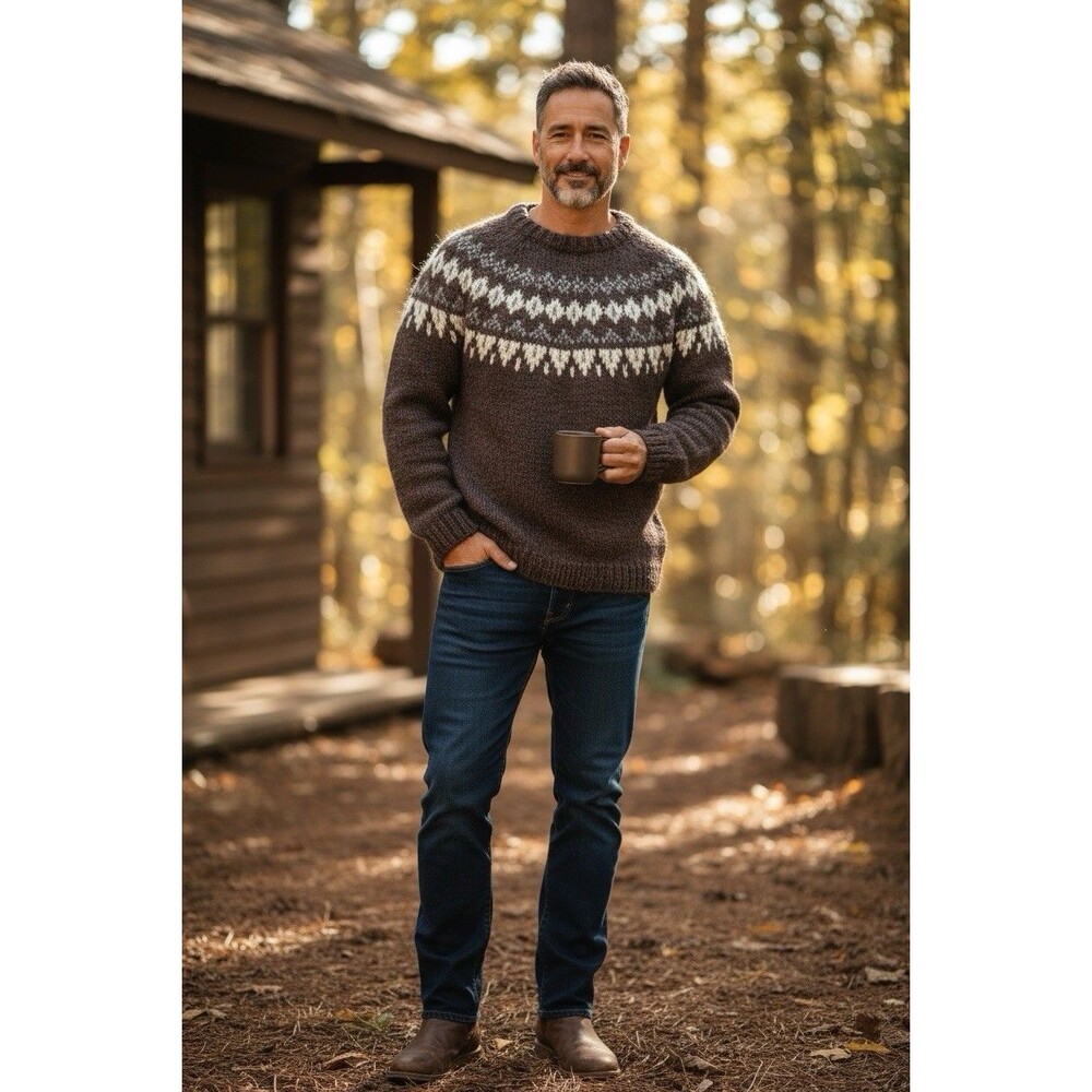 Vintage Sweater Mens Brown Chunky Knit Fisherman Heavy New Zealand Ahuriri